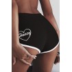 Heart Letter Embroidery Contrast Workout Sports Shorts