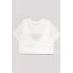 Mesh See Through Cutout Short Sleeve Sports Crop Tee