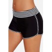 Black-stripe Splicing Two Tone Stretchy Swim Sports Shorts