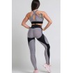 Gray Two Tone Keyhole High Waist Running Yoga Sports Bra Leggings Set