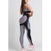 Gray Two Tone Keyhole High Waist Running Yoga Sports Bra Leggings Set