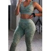 Camo Wrap Racer Back Shaping Hip High Waist Sports Bra Leggings Set