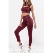 Dark-Contrast Cut Out Yoga Workout Sports Tank Leggings Set