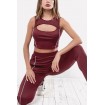 Dark-Contrast Cut Out Yoga Workout Sports Tank Leggings Set