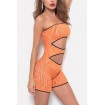 Orange Zebra Print Cutout Strapless Yoga Running Sports Romper