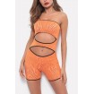 Orange Zebra Print Cutout Strapless Yoga Running Sports Romper