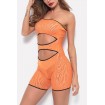 Orange Zebra Print Cutout Strapless Yoga Running Sports Romper