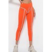 Orange Reflective Striped High Waist Skinny Yoga Sports Leggings