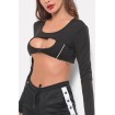 Cutout Buckle Round Neck Long Sleeve Sports Crop Top