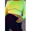 Light-green Contrast Long Sleeve Round Neck Sports Crop Top