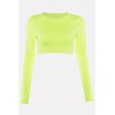 Neon Long Sleeve Round Neck Gym Sports Crop Top