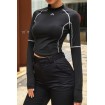 Contrast Long Sleeve Cropped Yoga Sports Tee