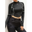 Contrast Long Sleeve Cropped Yoga Sports Tee