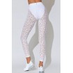 Leopard Lace Mesh Long Sleeve Crop Top Leggings Sports Set