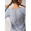 Light-blue Thumb Hole Long Sleeve Hollow Out Back Workout Sports Tee