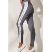 Gray Slogan Print High Waist Yoga Sports Leggings