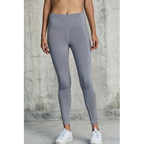 Gray Hollow Out Workout Sports Leggings