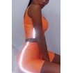 Neon Reflective High Waist Skinny Tank Top Shorts Sports Set