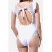 Lace Splicing Ruffles Trim Padded Sexy One Piece Swimsuit