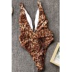 Leopard Plunging Belted Padded High Cut Sexy One Piece Swimsuit