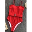 Strapless Belted Padded High Cut Sexy One Piece Swimsuit