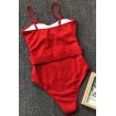 Strapless Belted Padded High Cut Sexy One Piece Swimsuit