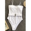 Strapless Belted Padded High Cut Sexy One Piece Swimsuit