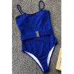 Strapless Belted Padded High Cut Sexy One Piece Swimsuit