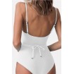 Woven Tied Waist Spaghetti Straps Padded Sexy One Piece Swimsuit