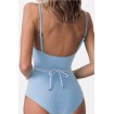 Woven Tied Waist Spaghetti Straps Padded Sexy One Piece Swimsuit