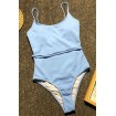 Woven Tied Waist Spaghetti Straps Padded Sexy One Piece Swimsuit