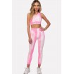 Pink Tie-dye Cut-out Back Yoga Fitted Sports Bra Leggings Set