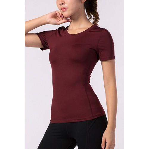 Dark-Fast Dry Short Sleeve Round Neck Compression Sports T Shirt