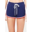 Dark-blue Drawstring Casual Shorts