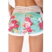 Light-green High Waist Floral Print Pocket Workout Sports Shorts