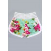 Light-green High Waist Floral Print Pocket Workout Sports Shorts