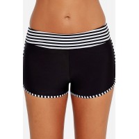 Black-stripe Splicing Two Tone Stretchy Swim Sports Shorts