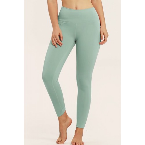 Light-green Solid Cut Out High Waist Yoga Sports Leggings