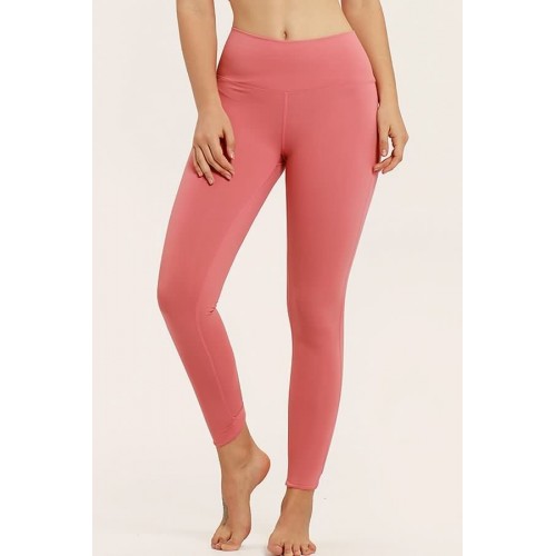 Pink Solid Cut Out High Waist Yoga Sports Leggings