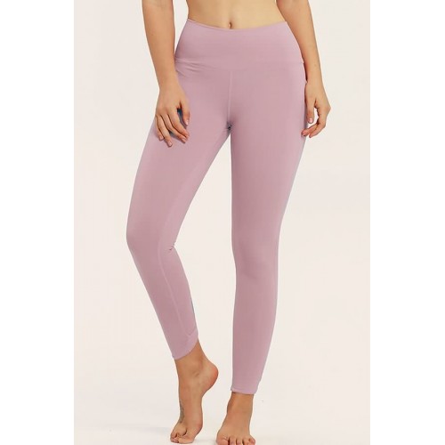 Light-purple Solid Cut Out High Waist Yoga Sports Leggings