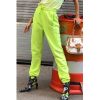 Green Drawstring Pocket Jogging Pants