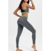 Gray Contrast Stripe Back Mesh Shaping Hip Sports Bra Leggings Set