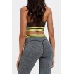 Gray Contrast Stripe Back Mesh Shaping Hip Sports Bra Leggings Set