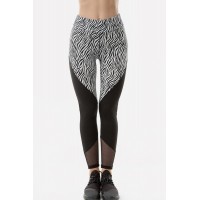 Zebra Mesh Splicing Yoga Workout Sports Leggings