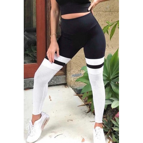 Black-Mesh Splicing Running Yoga Sports Leggings