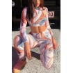 Multi Painting Print Long Sleeve Yoga Crop Top Leggings Sports Sets