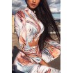 Multi Painting Print Long Sleeve Yoga Crop Top Leggings Sports Sets