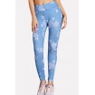 Light-blue Floral Print High Waist Skinny Yoga Sports Leggings