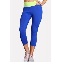 Blue Contrast High Waist Workout Sports Leggings