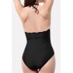 Scallop Lace Up Halter Padded Sexy One Piece Swimsuit